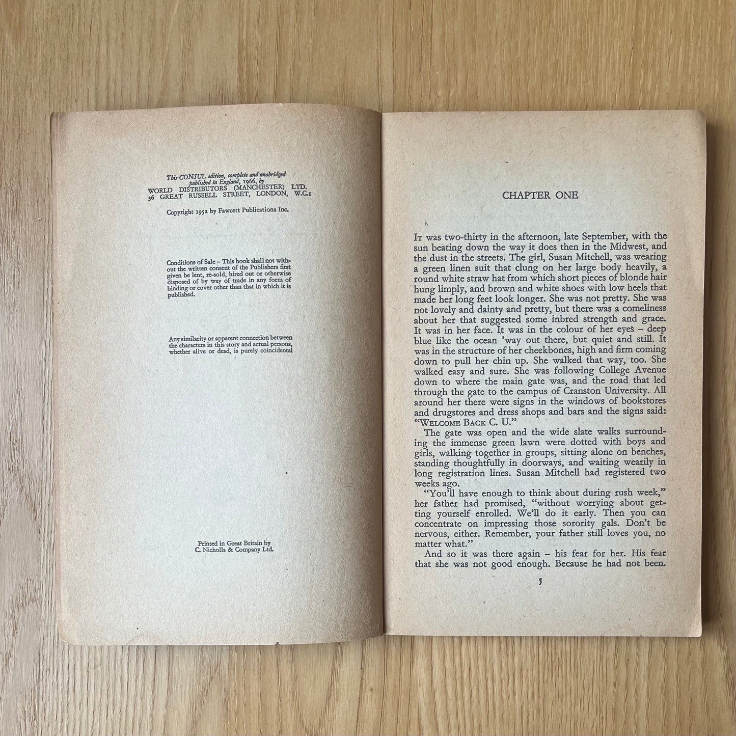 PACKER, VIN.Spring Fire. (1952) Consul Books, 1966. First thus. 155 pp. Name of former owner written in pen on first page. In very reasonable condition.