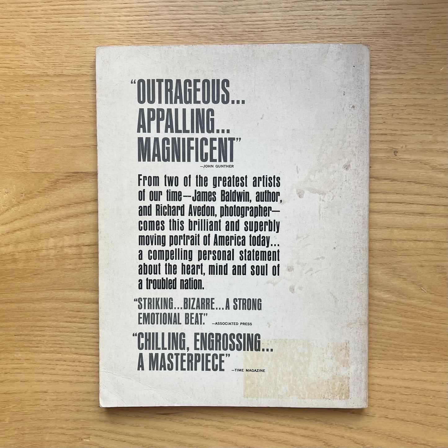 Avedon, Richard & Baldwin, James. Nothing Personal. Dell books. First paperback printing, 1965. Unpaginated. In good condition.