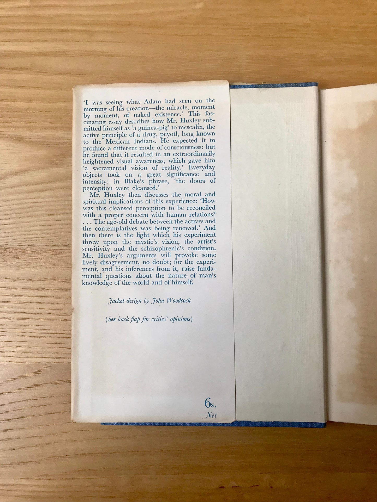 Huxley, Aldous. The Doors of Perception. Chatto and Windus, 1954. Hardcover with dust jacket. FIRST EDITION, second impression.