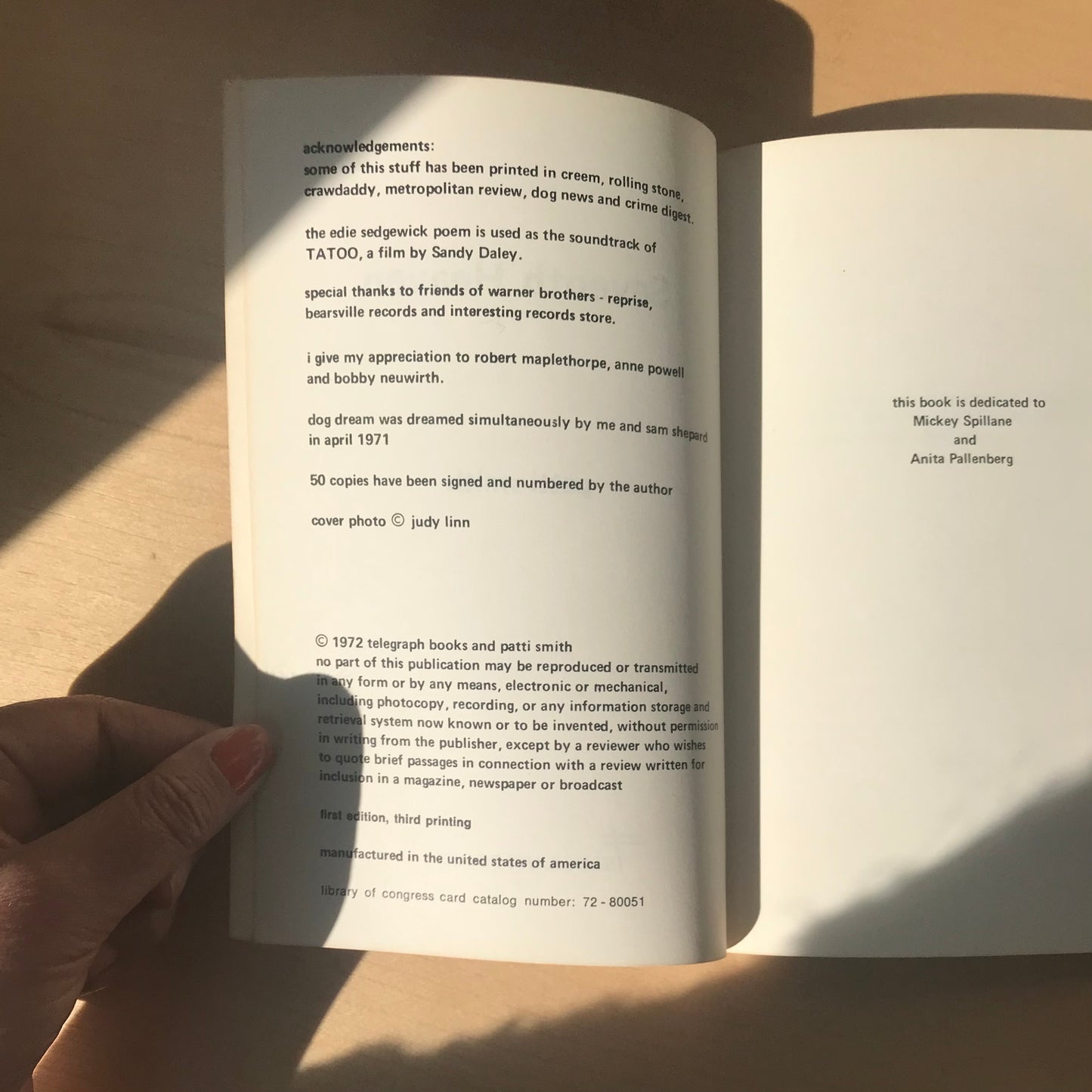 Smith, Patti. Seventh Heaven. Telegraph Books 1972. First edition third printing. 47 pp. Paperback in good condition.