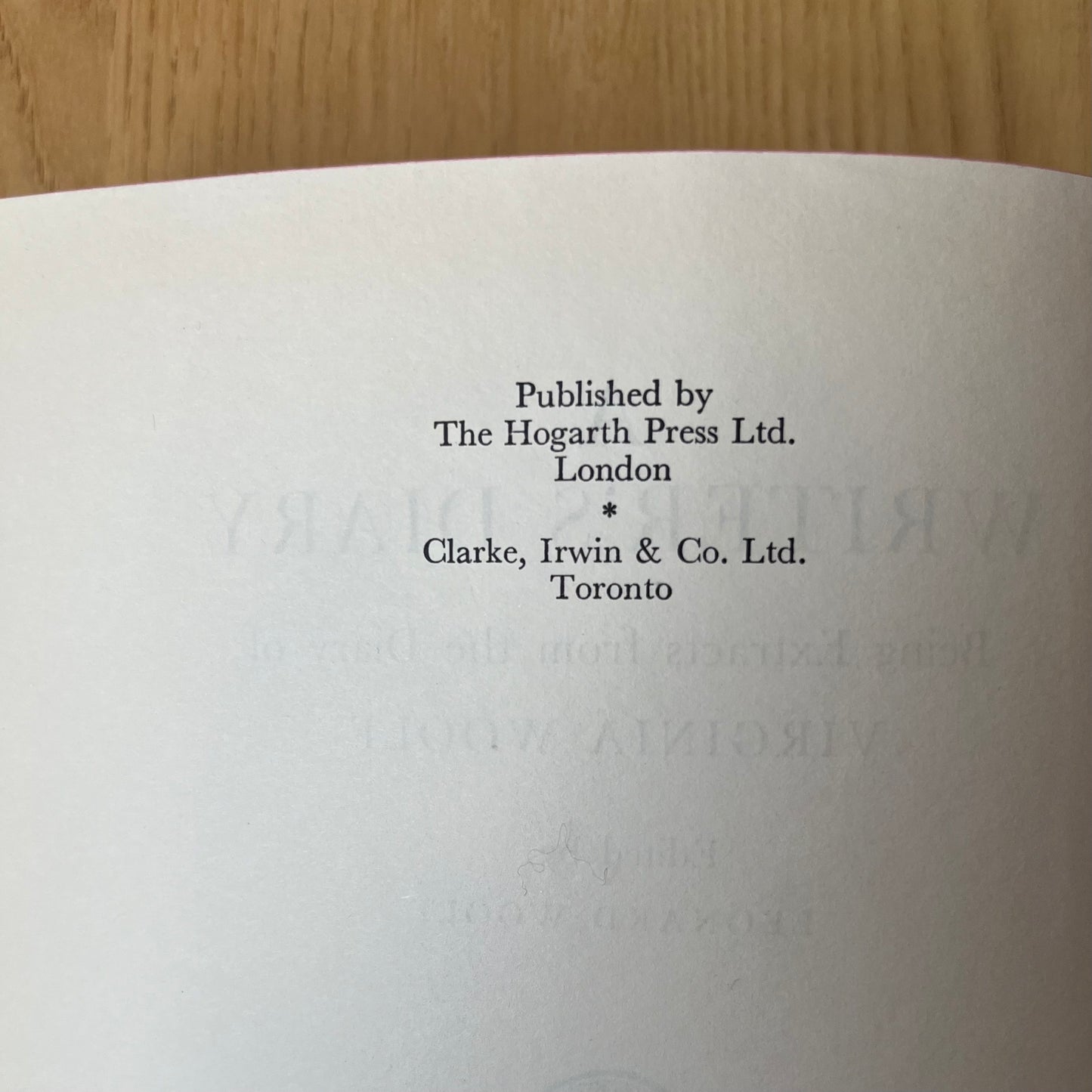 Woolf, Virginia. A Writer's Diary. Edited by Leonard Woolf. The Hogarth Press, 1953. UK First edition.